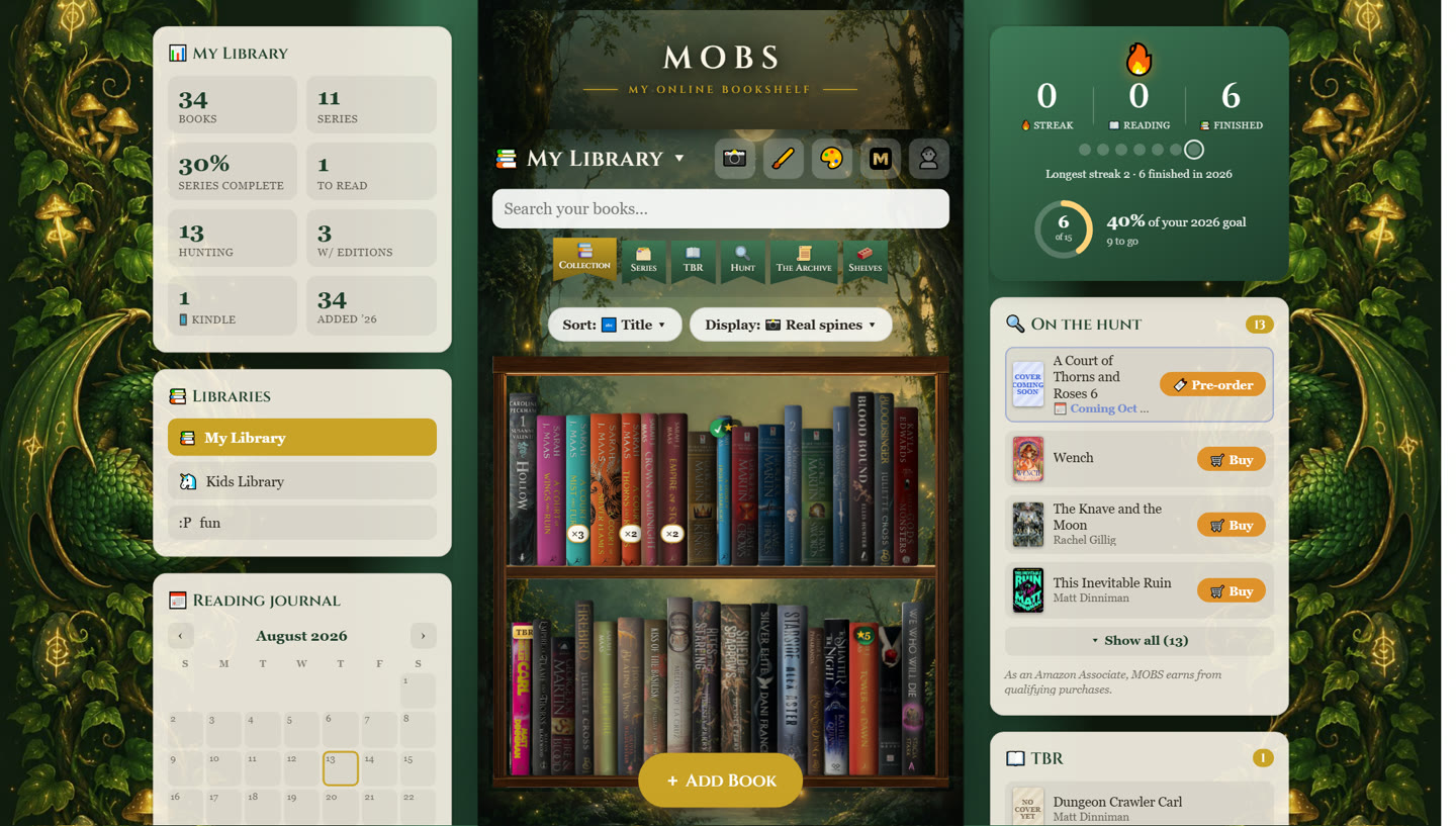 MOBS — real book spines on your shelf
