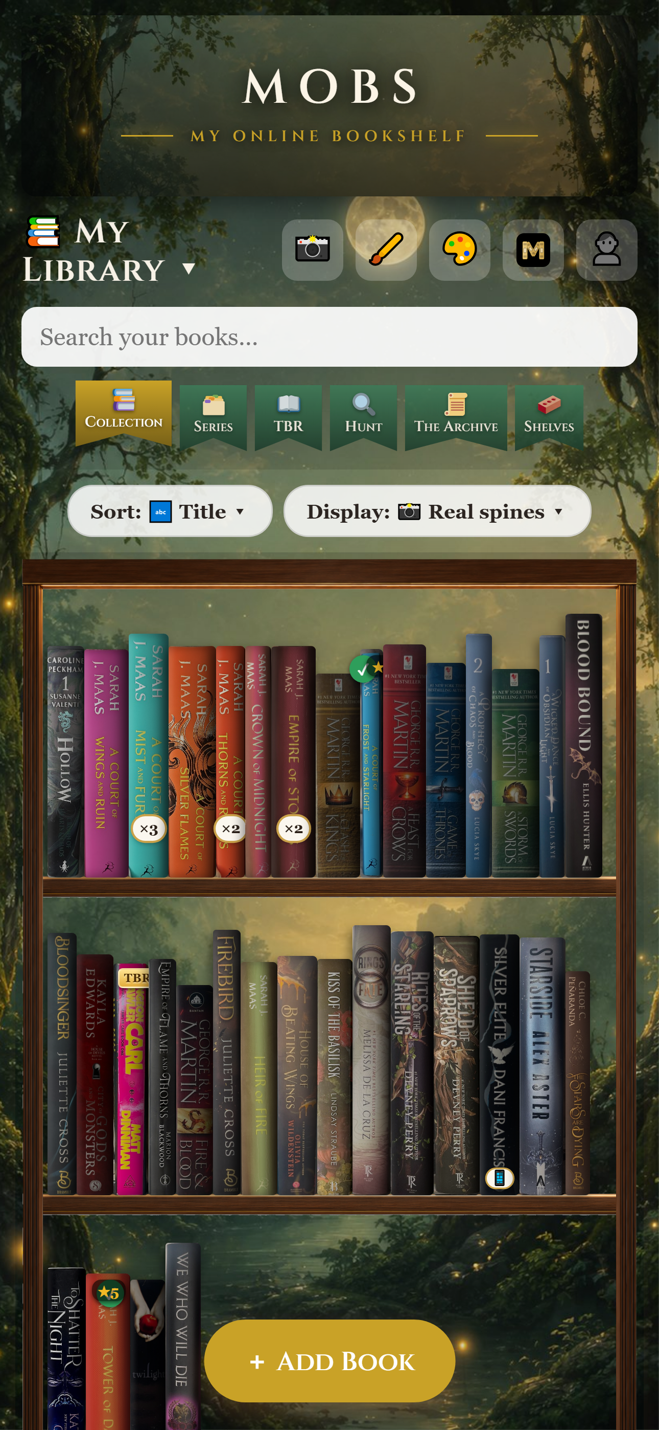A shelf of real book spines